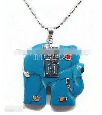 DYY+++829 Gold Plated Blue Turquoise Carved Elephant Pendant Necklace | Украшения и аксессуары