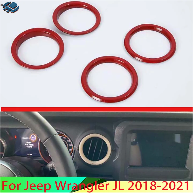 

Для Jeep Wrangler JL 2018 2019 красная панель выхлопной трубы, четыре круга, отделка краев, молдинг, декоративное украшение, Молдинг
