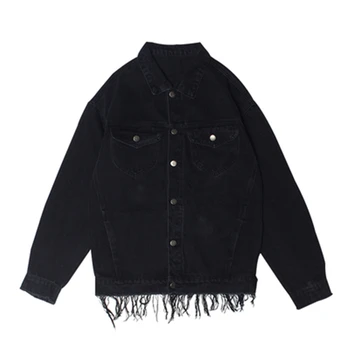 

Parka Men Denim Jackets Trend Washed Do Old Oversize Moustache Effect Jacket Pockets Clothes Sweater Outerwear Hip Hop Coats