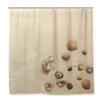 

Tropical Beach Sea Shells Home Bathroom Set Polyester Fabric Shower Curtain Home Art Decoration with Hooks