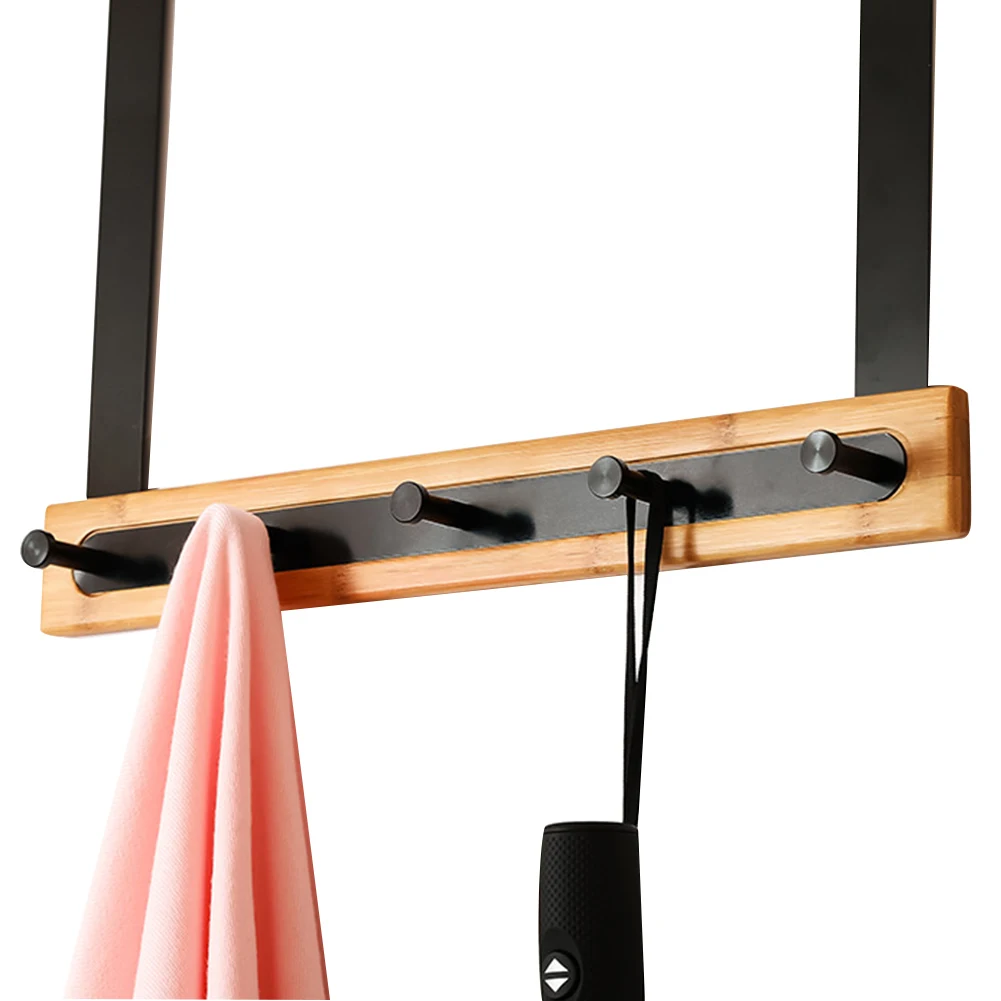 Heavy Duty Durable Rack Kitchen Bedroom Home Organizer Door Hook Towels Traceless Storage Rear Nail Free Coat Bamboo