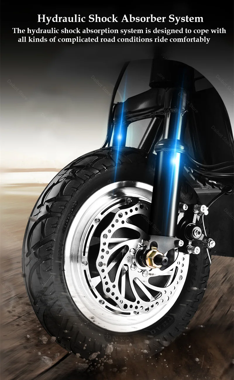 DB Electric Skateboard Scooter Three Wheels Electric Bicycles 12 Inch 500W 48V Range 45KM Electric Scooter Bike For Disabled (37)