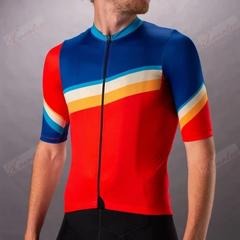 

Summer Short Sleeve Cycling suit Blue Red Breathable Polyester Lycra Top and Bottom Cycling Clothing Retro Trendy Fashion Jersey