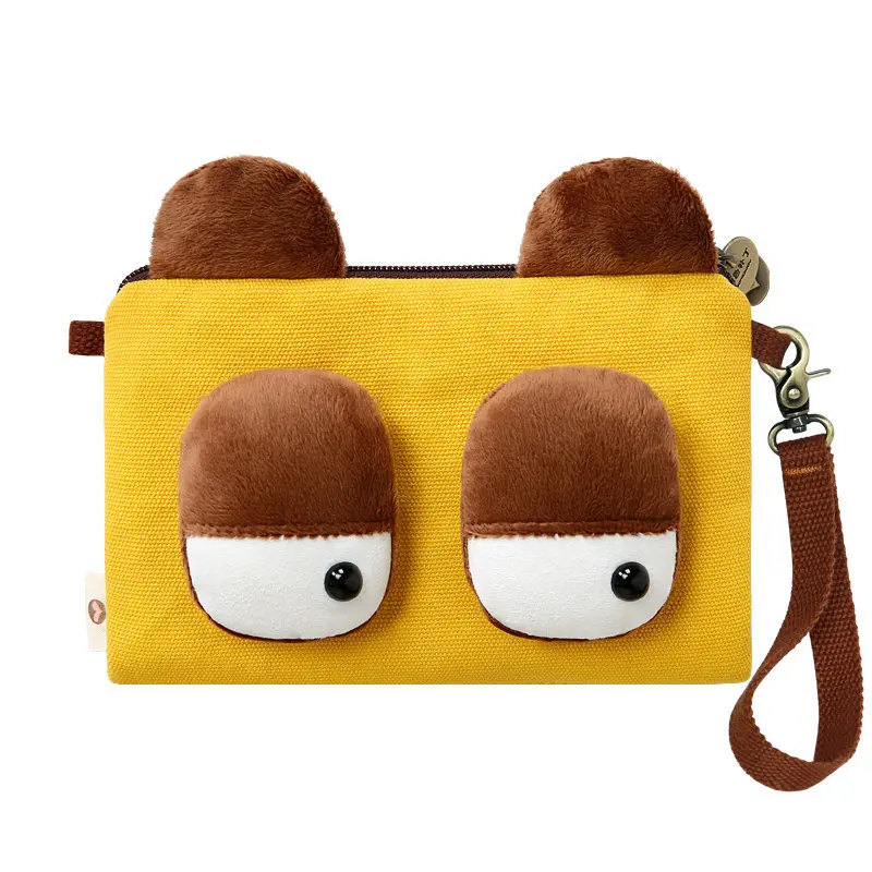 

Three-Color budding xiong Cake Double Pull Shoulder Bag Cartoon Cute Shoulder Mobile Phone Bag Mini Canvas Haversack Women's Pur
