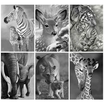 

Huacan Diy 5d Diamond Painting Art Animal Embroidery Lion Home Decoration Mosaic Elephant Handmade Gift