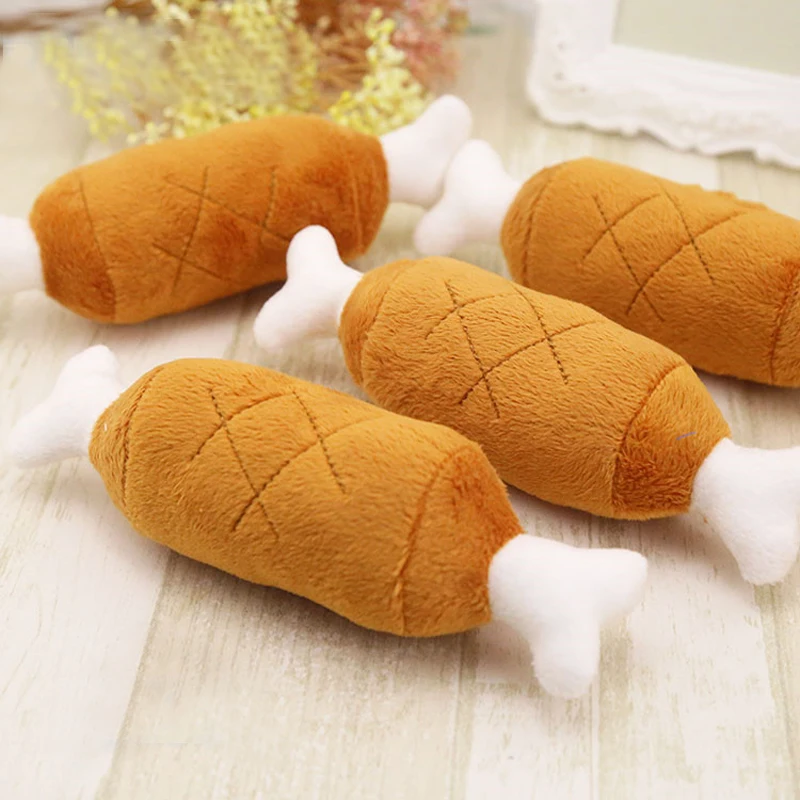 New Pet Dog Cat Fleece Chicken Legs Plush Toys Dog Toys Squeak Chew