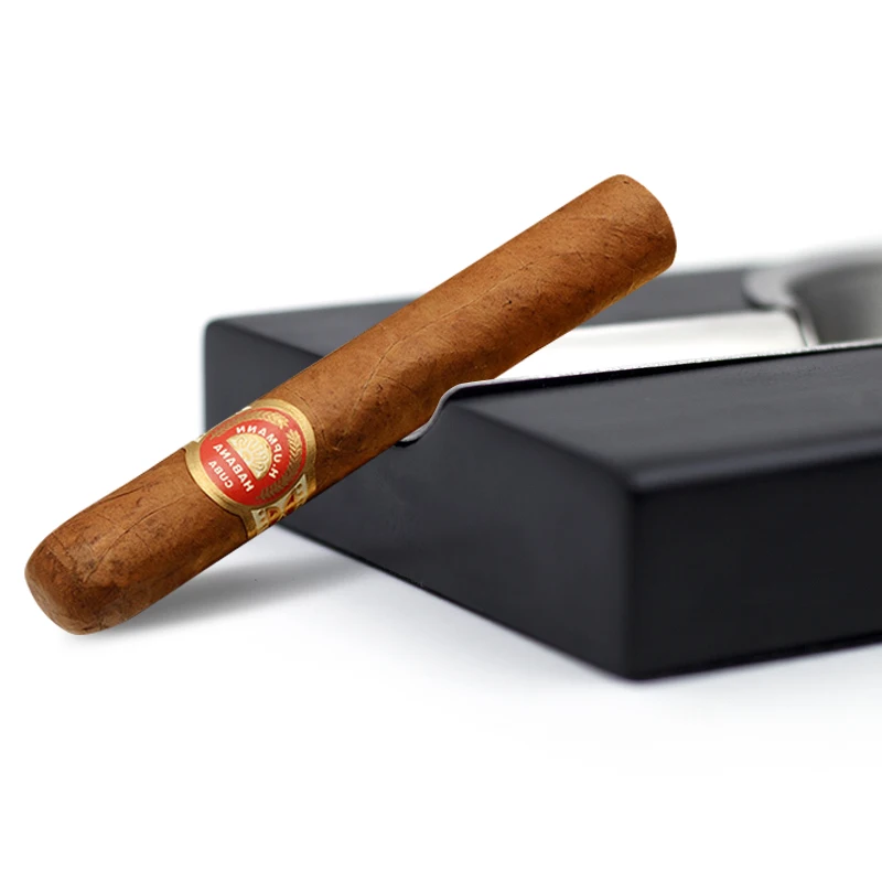 Cuba Cigar портативный деревянный Toble для офисного и домашнего использования черная металлическая пепельница для сигар дубовый деревянный держатель 2 подставки для сигарет Пепельница для сигар