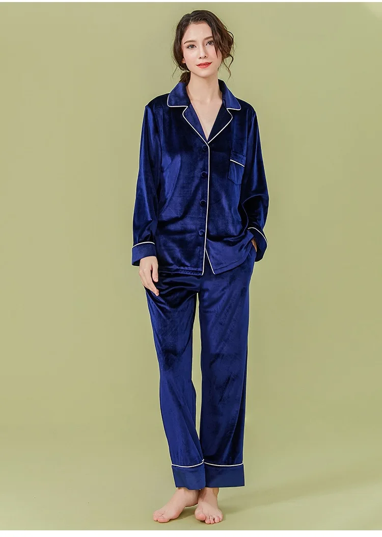 Женские весенние бархатные пижамы Синие красные женские комплекты из 2 предметов