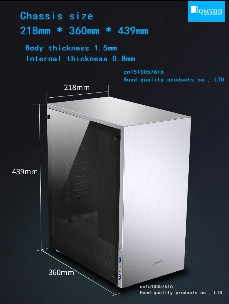 JONSBO C5 серебристый ATX чехол Чехол из алюминиево-магниевого сплава/боковая пластина из закаленного стекла