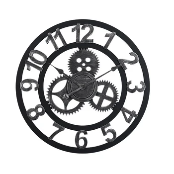 

60cm Large Circular Wall Clock Retro Gear Rome Style Quarz Silent Hanging Needle Clock For Home Living Room Decor 2 Colors