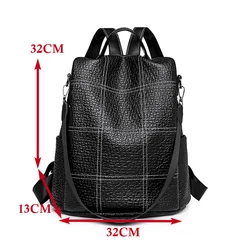 Anti-theft Vintage Casual Backpack For Women Soft PU Leather Rucksacks Female Shoulder Bag Large School Bags For Teenage Girls