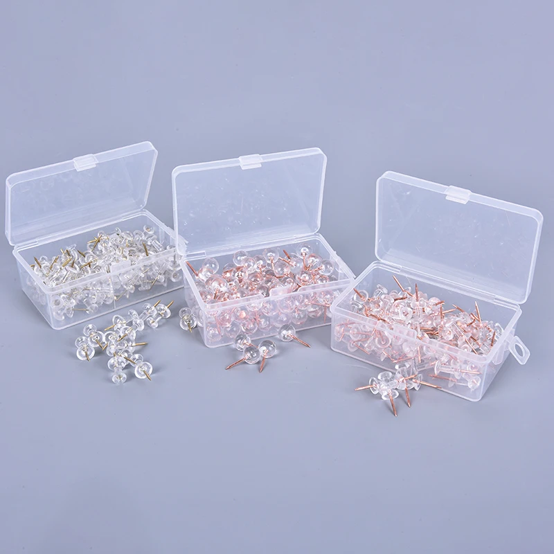 80/100 unids/caja tachuelas de mapa de Metal acrílico Push Pins cabeza de acrílico con punto de acero, tablero de corcho seguridad coloreado Thumbtack Office School
