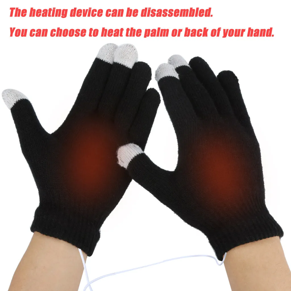 Теплые перчатки с USB подогревом, Зимние перчатки для рук, мягкие, удобные для носки, перчатки для сенсорного экрана, guantes invierno hombre
