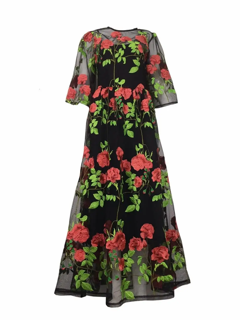 Elegant Hollow Out Floral Print Long Dress – chastett