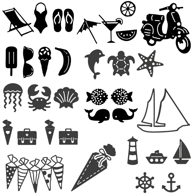 

Dolphin Motorcycle Metal Cutting Dies Candy Sailboat Scrapbooking Album Paper DIY Card decoration Craft Embossing Die Cuts 2019