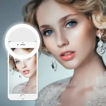 

LED Selfie Ring Novelty Light Ring Clip For Cell Phone Photo Lamp anel de luz para celular backlight for phone