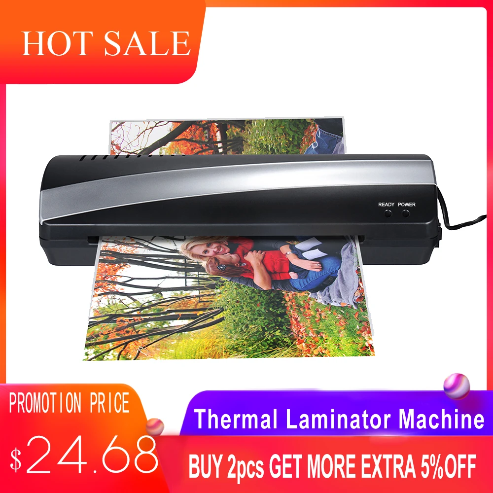 

A4 9" Width Photo Paper Hot and Cold Thermal Laminator Machine Two Roller 3-5min Quick Warm-up Fast Laminating Speed Jam-release