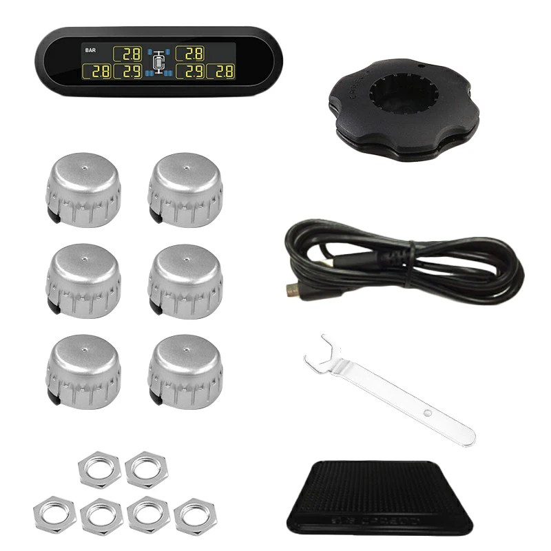 New T650 Solar Wireless Tire Pressure Monitoring System 6 Wheels Digital Tyre for Bus RV Truck External | Автомобили и мотоциклы