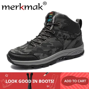 

Merkmak 2019 New Winter Men Boots Fashion Camouflage Lace-up Male Shoes Big Size Waterproof Ankle Booties Winter Walking Shoes