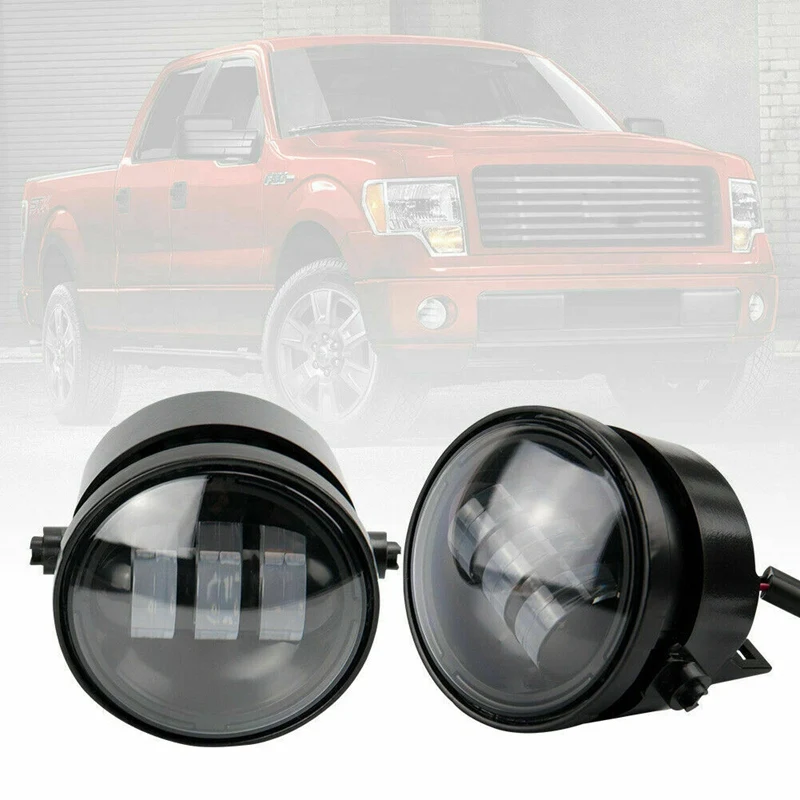 For 2009- Ford F-150 4Inch Round Fog Lights 2Pcs 30W Led Fog Lamp Smoke Lens