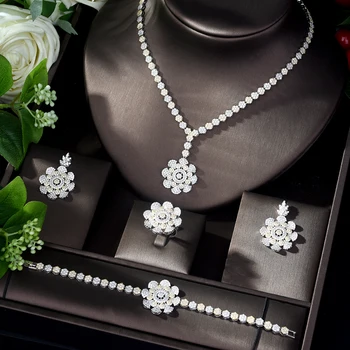 

HIBRIDE Trendy African Jewelry Set Nigerian Wedding Women Earrings and Necklace Jewelry Set pendientes mujer moda 2019 N-1106