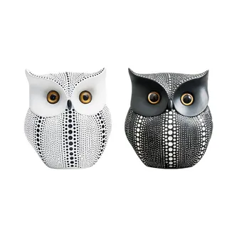 

14*16cm Owl Statue Figurine Resin Animal Sculpture Miniatures Nordic Minimalist Style Crafts for Home Office Room Decoration