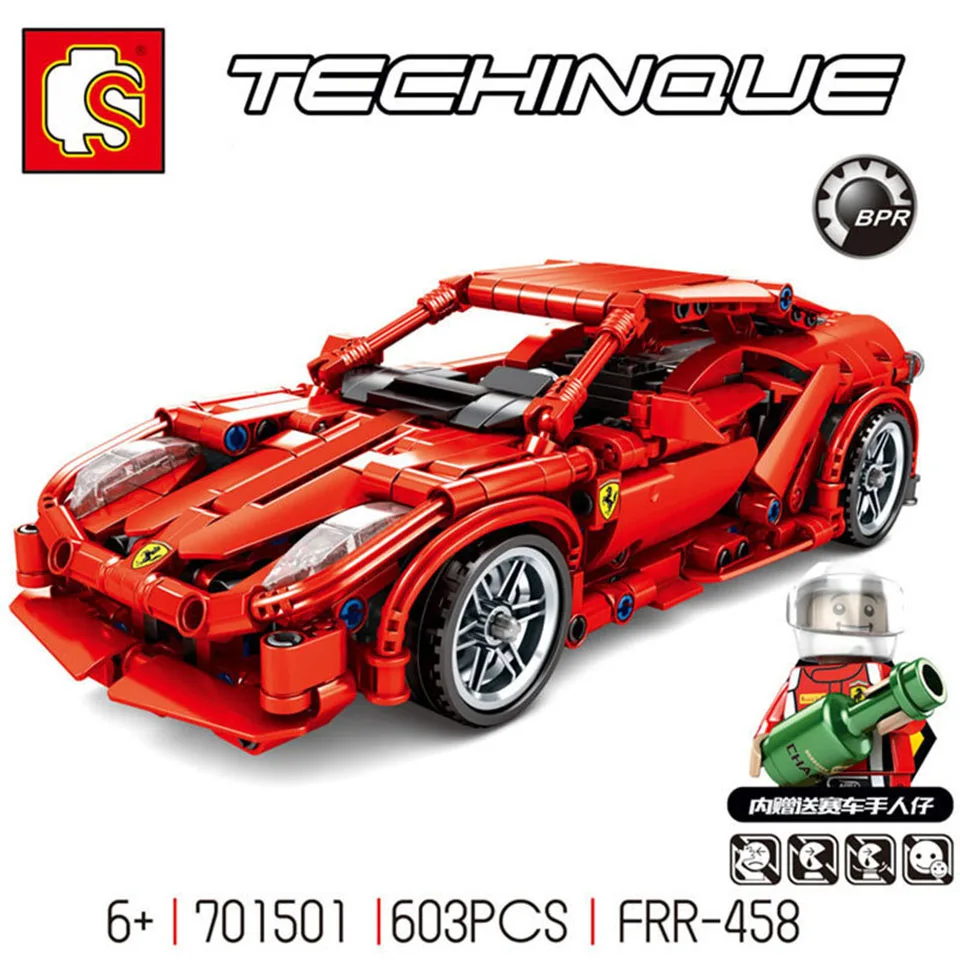 

SEMBO Super Racing Car FRR-458 Technic Building Blocks Model Set Pull Back Sports Car Bricks City Car Brick Toys for Boys Gifts
