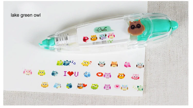 Kawaii милый пресс тип Канцелярские Декоративные ленты ручка Корректирующая лента Скрапбукинг Канцелярские Принадлежности для альбома инструменты школьные принадлежности - Цвет: lake green owl