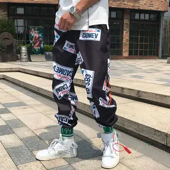 

Hip Hop High Waist Harem Pants Women Letter Print Pants Streetwear Trouser Womens Jogger Pants Girls Autumn Cargo Pants Funny