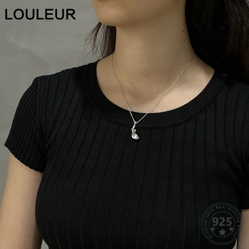 Louleur Western abstract Human Body Necklace Chic 925 Sterling Silver Small Pendant Necklace for Women 925 Fashion Jewelry Gifts