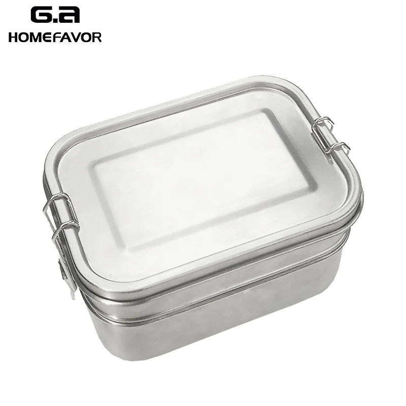 

Double Layer Lunch Bento Box 304 Stainless Steel Food Container Large Fruit Cake Snack Box 1400ml Storage Box Bin Kitchen Tools