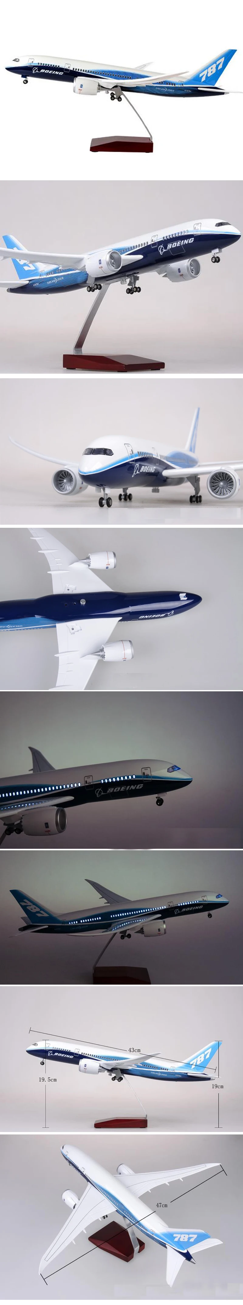 1/130 масштаб B787 43 см модель самолета Boeing B787 канадские авиалинии с светильник и колесами пластиковая Смола самолет для коллекции подарок