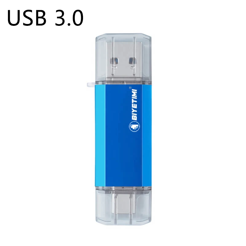 Biyetimi type-c для телефона и компьютера 3,0 usb флеш-накопитель 32 Гб 64 Гб 128 ГБ 256 ГБ флеш-накопитель с реальной емкостью - Color: Blue