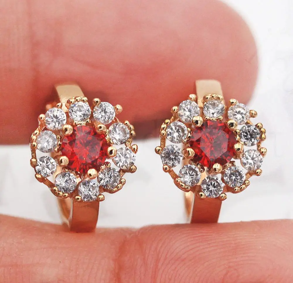 OBS3339-Gold-Red Горячее предложение Новые массивные большие серьги-кольца для женщин золотого цвета круглые серьги Роскошные ювелирные изделия для свадьбы Подарок на годовщину аксессуары - Окраска металла: OBS3339-Gold-Red