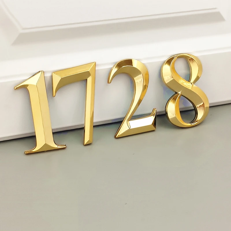 7CM 3D Gold Self Adhesive Door Number Sign Number Digit Apartment Hotel Office Address Street House Number Stickers Plate Sign