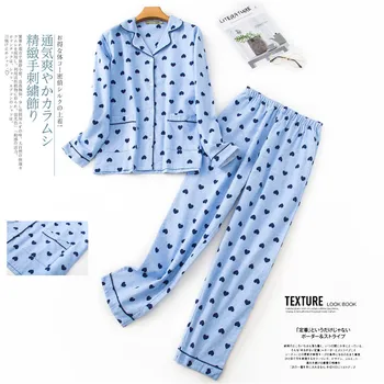 

Pyjamas Women's 100% Cotton 2-piece Pajamas Long Sleeve Trousers Sleepwear Autumn Winter Pijama Female Print Cartoon Home Wear