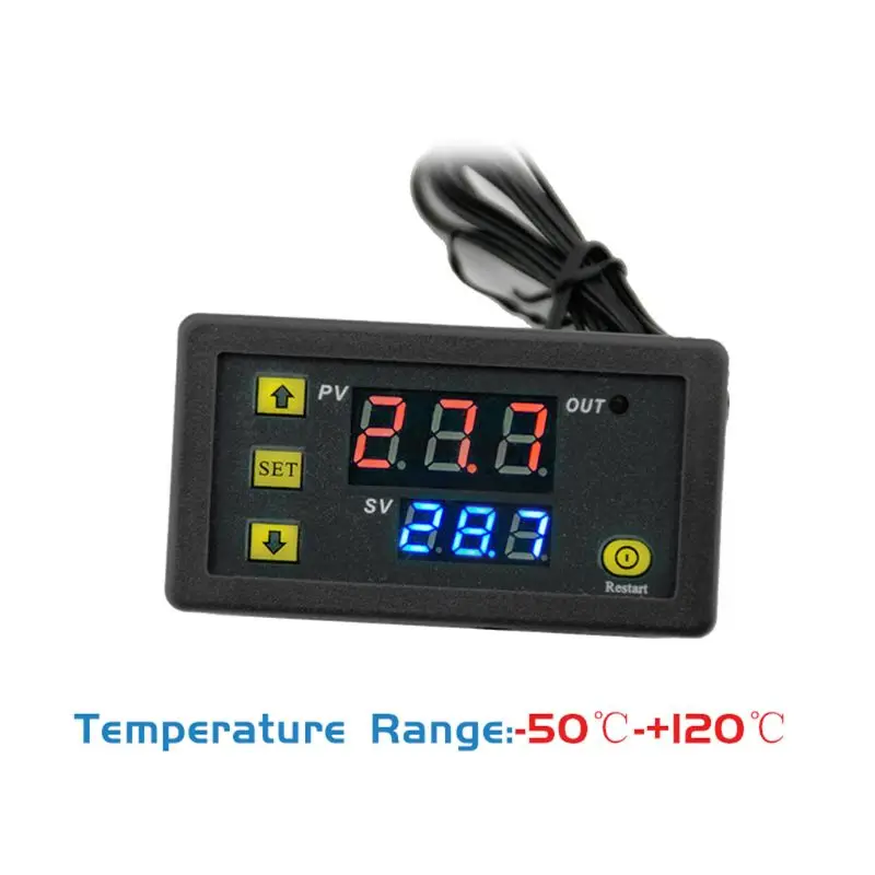 

Temperature Controller Relay Dual Digital LED Display Heating/Cooling Regulator Thermostat Switch