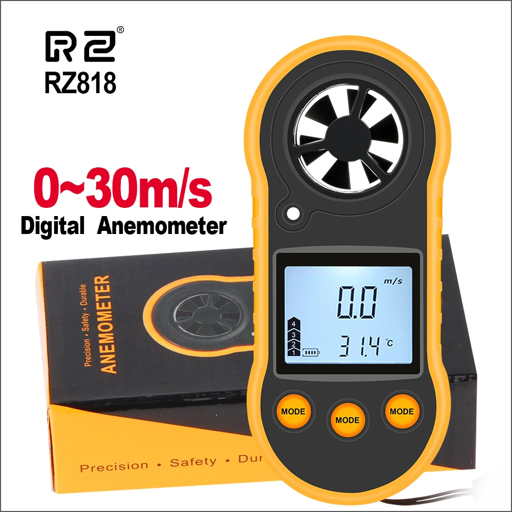 

RZ Anemometer Wind speed Handheld Digital Wind Speed Meter Portable Anemometer Sensor Wind Speed RZ818 GM816 0-30M/S Wind Meter