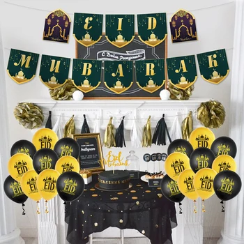 

Black Gold RAMADAN KAREEN Banner Eid Mubarak Decor Islamic Muslim Mubarak Decoration Eid Al Adha Festive Party Supplies