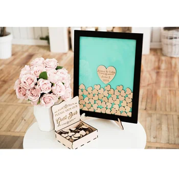 

Personalize Wedding Guest Book, wooden frame, Custom Wedding birthday party Wish Box, Baptism Bachelorette party Drop Top