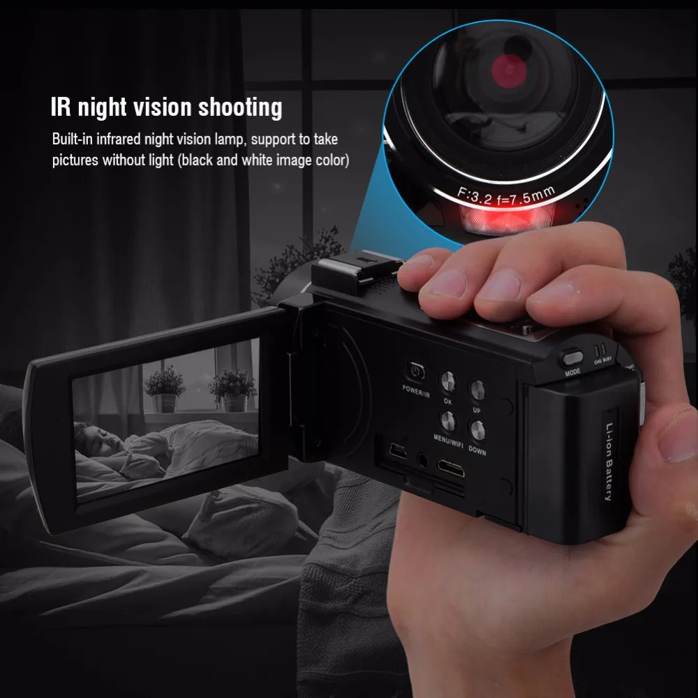 4K HD WiFi цифровая камера 3 дюймов ips сенсорный экран 16x Смарт зум 30MP видеокамера Поддержка инфракрасного ночного видения дистанционное управление