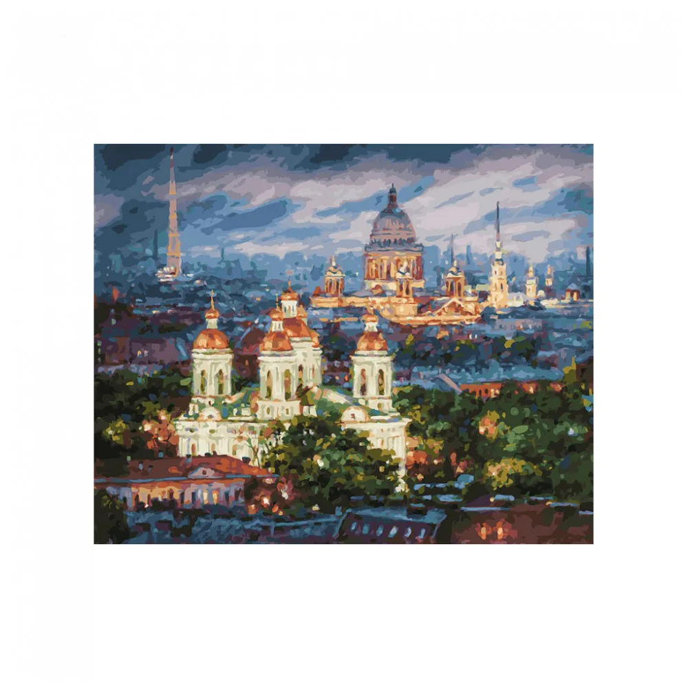&quotВсе краски вечера Санкт-Петербург&quot Живопись по номерам на холсте 40 * 50.