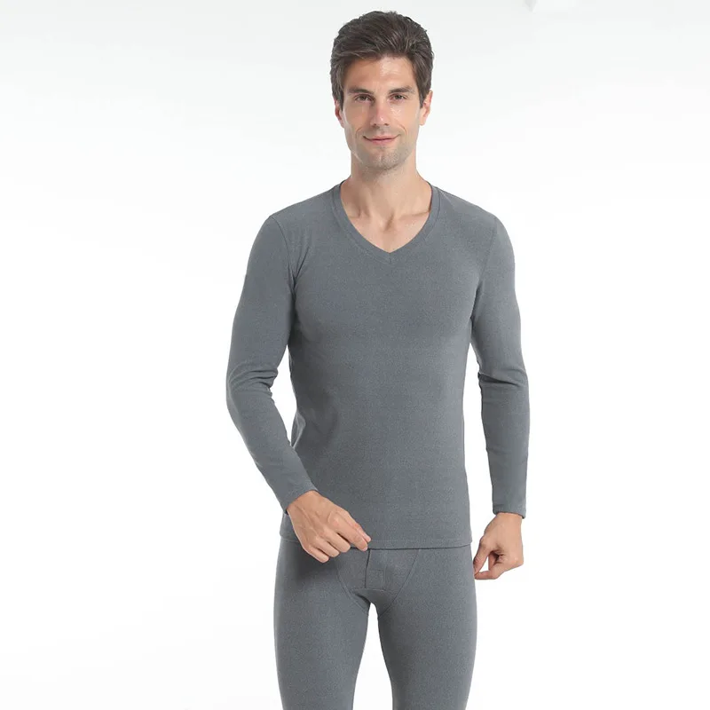 V-Men Light Gray Мужское женское термобелье, мужской костюм, шерсть, теплые кальсоны, Женская холодностойкая хлопковая майка - Цвет: V-Men Light Gray