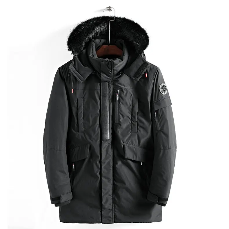 Nice Winter Coat Men Windbreaker Fur Hooded Thicken Jacket Men Streetwear Military Trench Coats Long Parka Jaqueta Masculina