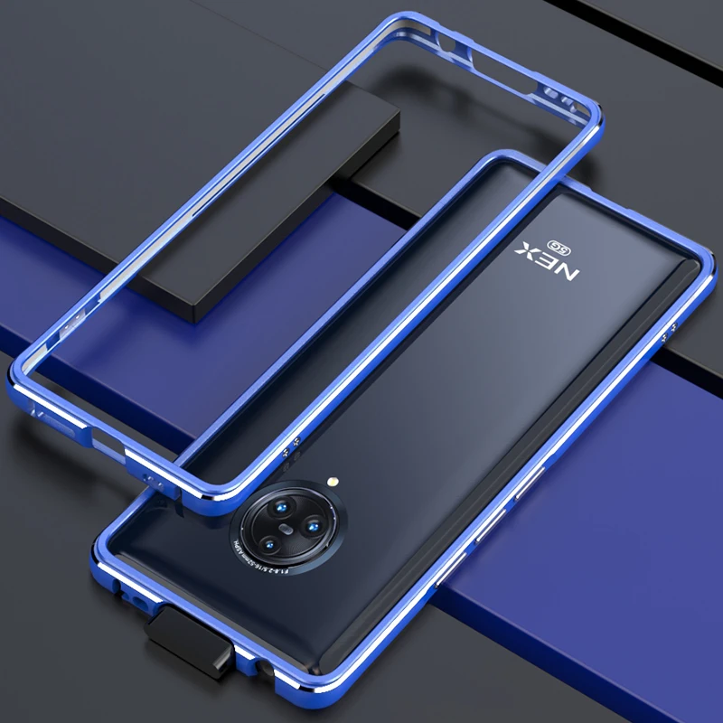 Роскошный металлический бампер чехол для VIVO NEX 3 Чехол NEX3 Сельма Броня алюминиевый сплав защитная рамка ЧЕХОЛ ДЛЯ VIVO NEX 3 крышка - Цвет: blue-silver