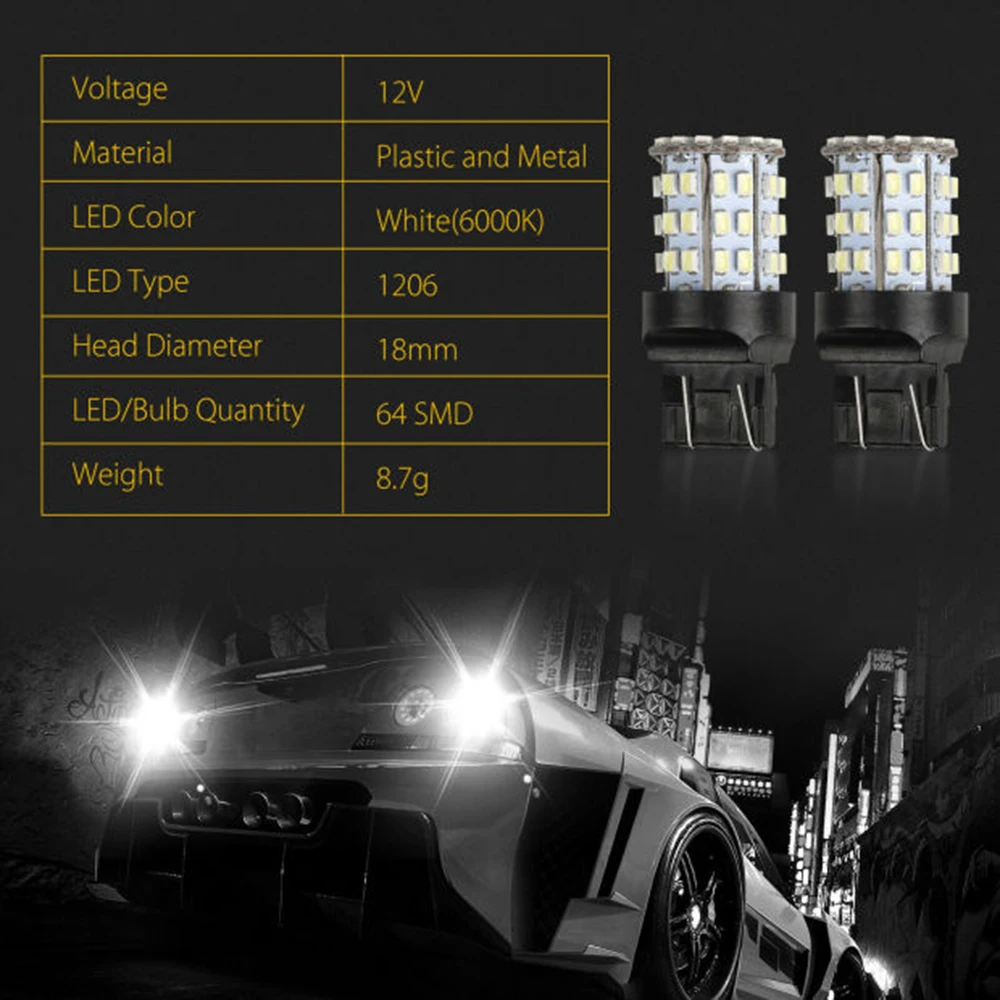 2 шт. 6000 К белый 7443 7440 64SMD светодиодный светильник лампы Хвост Стоп 7444 7441 992