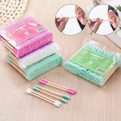 Double Head Disposable Cotton Swab Women Makeup Bamboo Buds Tip For Wood Sticks Nose Ears Cleaning Health Care Tools