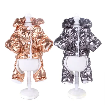 

Bright Gold Jumpsuit for Small Dogs Winter Thick Dog Clothes Fleece Inside Ski Suit Warm Pet Overalls for Dogs Chihuahua Yorkies