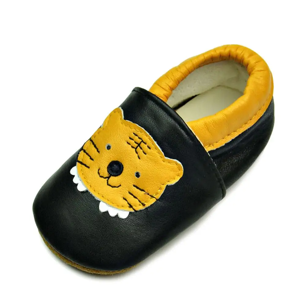 Нескользящая детская обувь из мягкой натуральной кожи для маленьких мальчиков и девочек; мокасины для малышей; тапочки; обувь для первых шагов - Цвет: Черный
