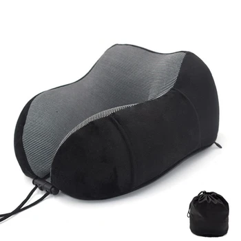 

New U Shaped Memory cotton Neck Pillows Soft Slow Rebound Space Travel Pillow Solid Neck Cervical Healthcare Bedding Black